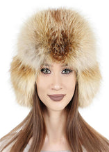 Load image into Gallery viewer, Trapper Gold Fox Fur Hat New Design Natural Wholesale Winter Adults Earflap Aviator Hat Women&#39;s Ushanka Hat
