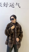 Load image into Gallery viewer, Star Light Silver Sable Fur Coat Fluffy Mink Coat Large Lapel Design Star Shining V-neck Collar Winter
