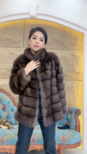 Load image into Gallery viewer, Star Light Silver Sable Fur Coat Fluffy Mink Coat Large Lapel Design Star Shining V-neck Collar Winter
