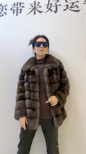 Load image into Gallery viewer, Star Light Silver Sable Fur Coat Fluffy Mink Coat Large Lapel Design Star Shining V-neck Collar Winter
