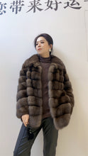 Load image into Gallery viewer, Star Light Silver Sable Fur Coat Fluffy Mink Coat Large Lapel Design Star Shining V-neck Collar Winter
