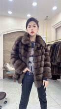 Load image into Gallery viewer, Star Light Silver Sable Fur Coat Fluffy Mink Coat Large Lapel Design Star Shining V-neck Collar Winter
