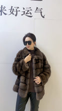Load image into Gallery viewer, Star Light Silver Sable Fur Coat Fluffy Mink Coat Large Lapel Design Star Shining V-neck Collar Winter
