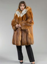 Load image into Gallery viewer, Real Red Fox Fur Coat Hooded
