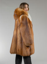 Load image into Gallery viewer, Real Red Fox Fur Coat Hooded
