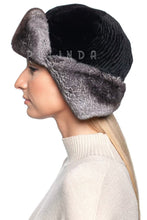 Load image into Gallery viewer, Chinchilla Rex Rabbit Fur Shearling Mouton Sheepskin Trapper Hat UshankaThick Winter Chinchilla Rabbit Aviator Hat Warm Ear Flap
