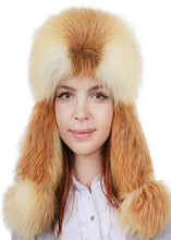Load image into Gallery viewer, Red Russian Hat  Fox Fur Women&#39;s Winter fox Skin Hats for Sale with Warm Ear Protection Fox Fur Mongolian Style Ushanka
