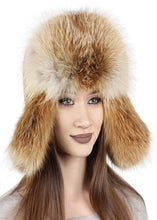 Load image into Gallery viewer, Trapper Gold Fox Fur Hat New Design Natural Wholesale Winter Adults Earflap Aviator Hat Women&#39;s Ushanka Hat
