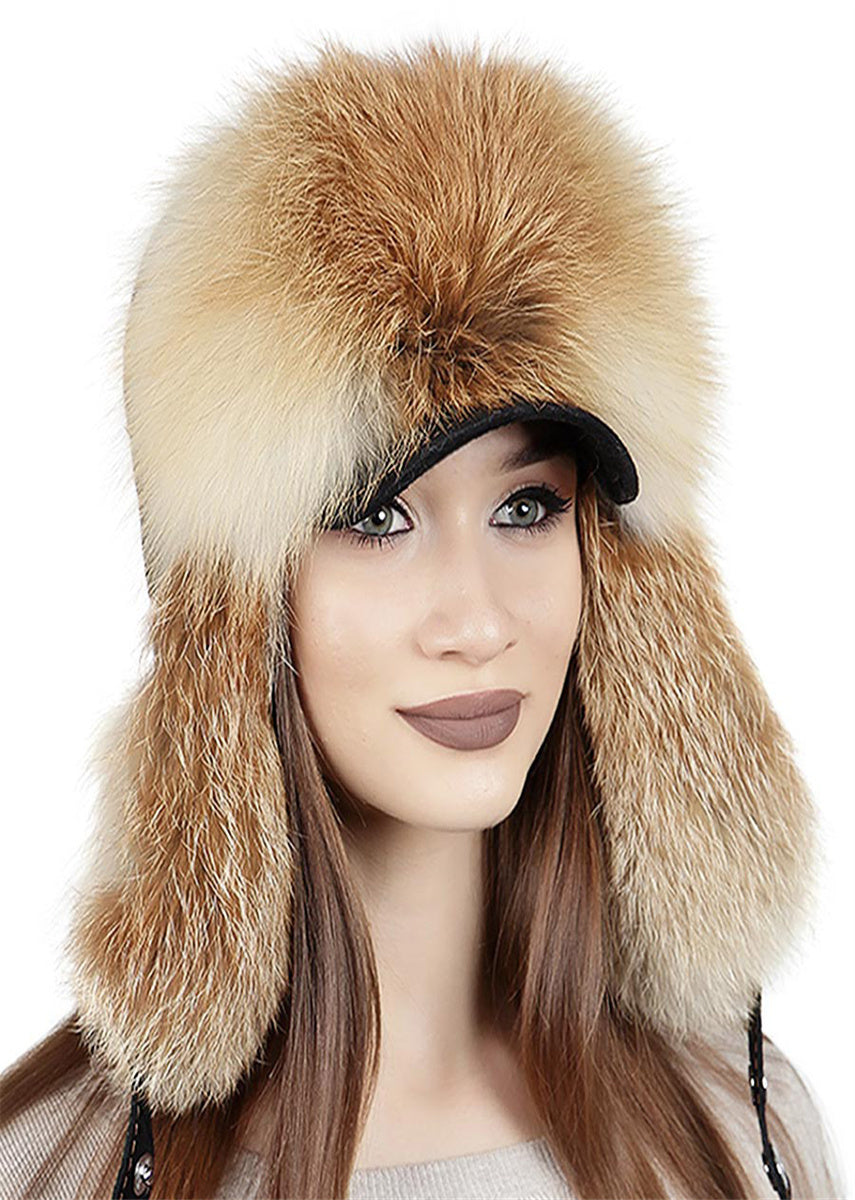 Red Fox Fur Hats Women's Best Russian Ushanka Russian Ushanka Aviator Trapper Snow Skiing Hat Caps Earflap Winter
