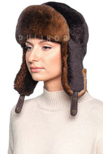 Load image into Gallery viewer, Rex Rabbit Fur Shearling Mouton Sheepskin Trapper Hat Ushanka Aviator Hat Luxury Soft Fluffy Natural Rex Rabbit Fur Hat
