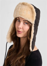 Load image into Gallery viewer, Shearling Sheepskin Aviator Hat in Olive and Tan Custom Winter Warm Soft Shearling Hat Womens Ushanka Sheep Fur Hat
