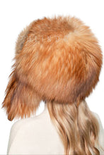 Load image into Gallery viewer, Natural Color Full Pelt Red fox Fur Trapper Hat Winter Golden fox Fur Fuzzy Russian Aviator Hat Women&#39;s Super Warm Ushanka
