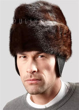Load image into Gallery viewer, Mahogany Mink Cossack Hat for Men Shearling Cossack Mink Fur Hat High Quality Spring Winter Warm Fashion Caps for Men
