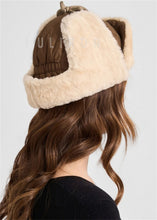 Load image into Gallery viewer, Shearling Sheepskin Aviator Hat in Olive and Tan Custom Winter Warm Soft Shearling Hat Womens Ushanka Sheep Fur Hat
