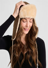 Load image into Gallery viewer, Shearling Sheepskin Aviator Hat in Olive and Tan Custom Winter Warm Soft Shearling Hat Womens Ushanka Sheep Fur Hat
