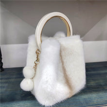Load image into Gallery viewer, Women&#39;s Mink Handbag with Bracelet and Mink PomPom
