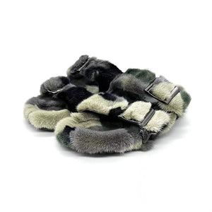 Mink Sandals Fur Slides Flat Slippers Ladies Outdoor Flip Flops For Women Camouflage Color