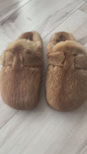 Load and play video in Gallery viewer, Mink Fur Mule Slippers Clog Slides
