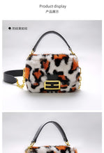 Load image into Gallery viewer, Women&#39;s Mink Fur Shoulder Bag with Leopard Print
