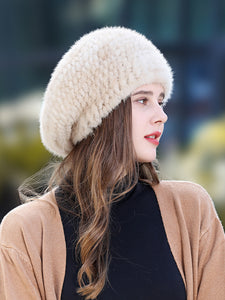 Ladies Mink Fur Beret Hat
