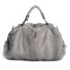 Ladies Mink Fur Handbag with Leopard Print
