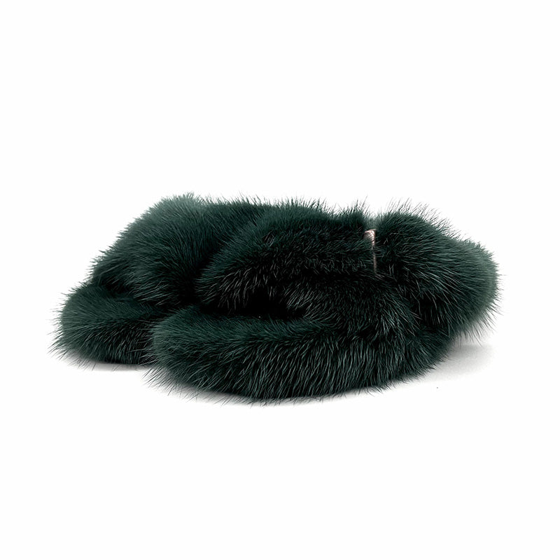 Mink Flat Sandals Outdoor Fur Slides