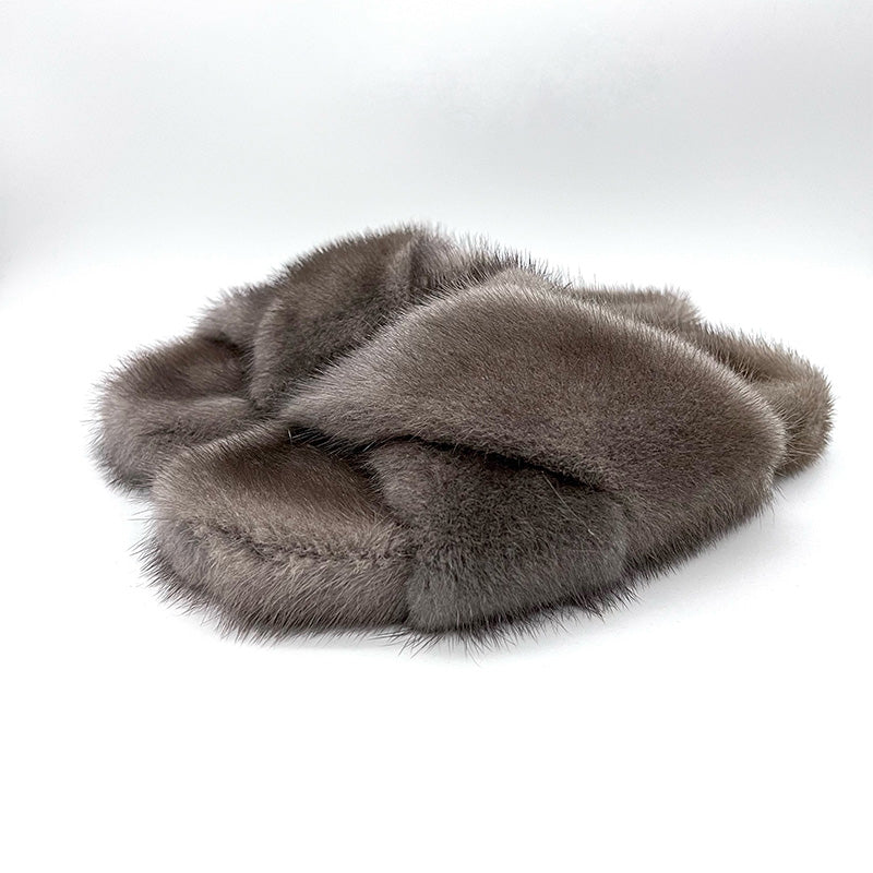 Mink Sandals Fur Flat Slides