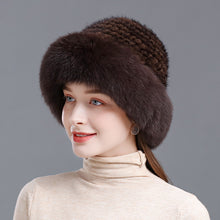 Load image into Gallery viewer, Women&#39;s Real Fox Fur Bucket Hat with Mink Fur
