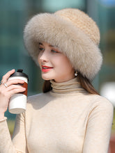 Load image into Gallery viewer, Women&#39;s Real Fox Fur Bucket Hat with Mink Fur
