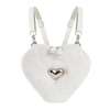 White Real Mink Fur Heart Bag Purse