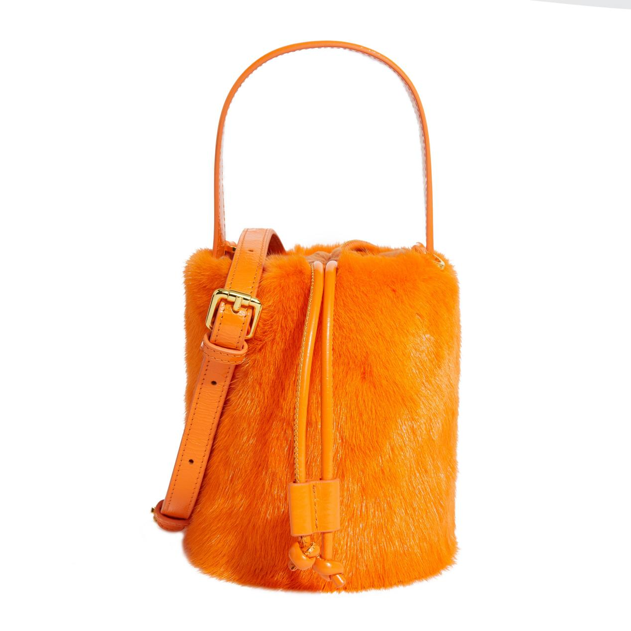 Tote Bucket Mink Fur Bag