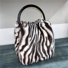 Load image into Gallery viewer, Women&#39;s Mink Handbag with Bracelet and Mink PomPom
