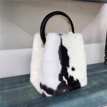 Load image into Gallery viewer, Women&#39;s Mink Handbag with Bracelet and Mink PomPom
