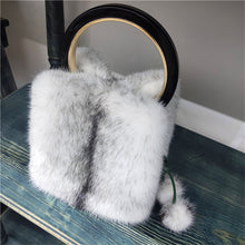 Load image into Gallery viewer, Women&#39;s Mink Handbag with Bracelet and Mink PomPom
