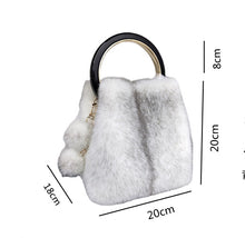 Load image into Gallery viewer, Women&#39;s Mink Handbag with Bracelet and Mink PomPom

