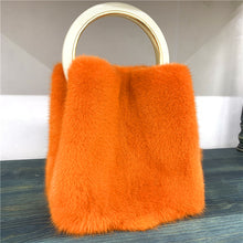 Load image into Gallery viewer, Women&#39;s Mink Handbag with Bracelet and Mink PomPom
