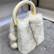 Load image into Gallery viewer, Women&#39;s Mink Handbag with Bracelet and Mink PomPom
