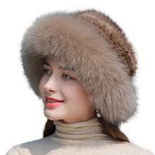 Load image into Gallery viewer, Women&#39;s Real Fox Fur Bucket Hat with Mink Fur
