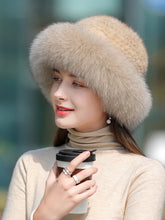 Load image into Gallery viewer, Women&#39;s Real Fox Fur Bucket Hat with Mink Fur

