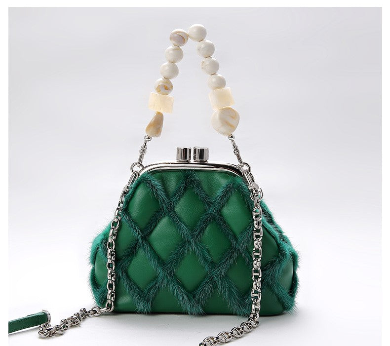 Womens Mink Clutch Bag Fur Handbag