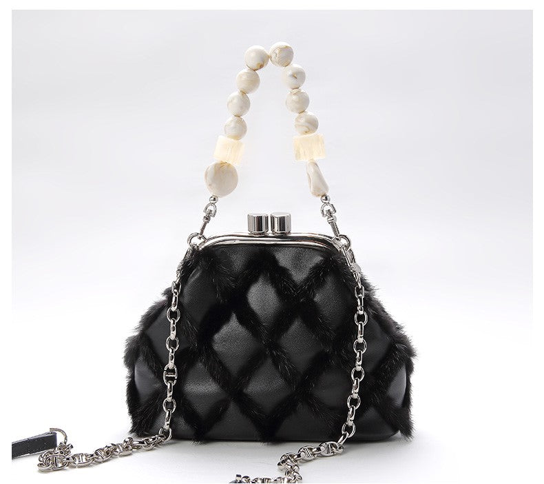 Womens Mink Clutch Bag Fur Handbag