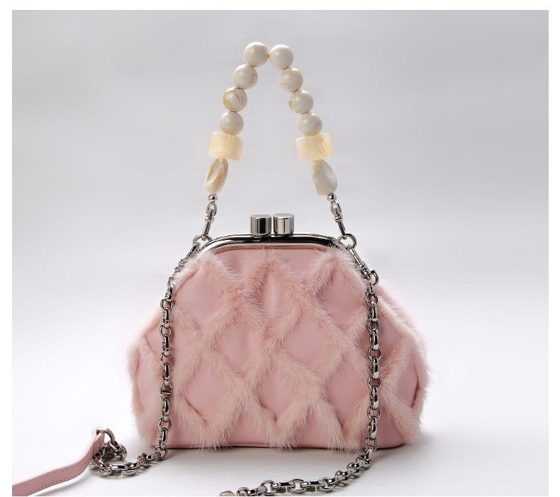 Womens Mink Clutch Bag Fur Handbag