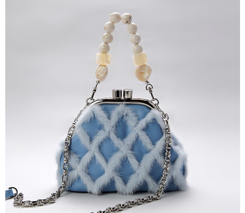Womens Mink Clutch Bag Fur Handbag