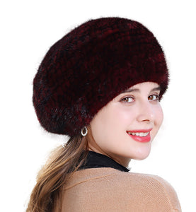 Ladies Mink Fur Beret Hat